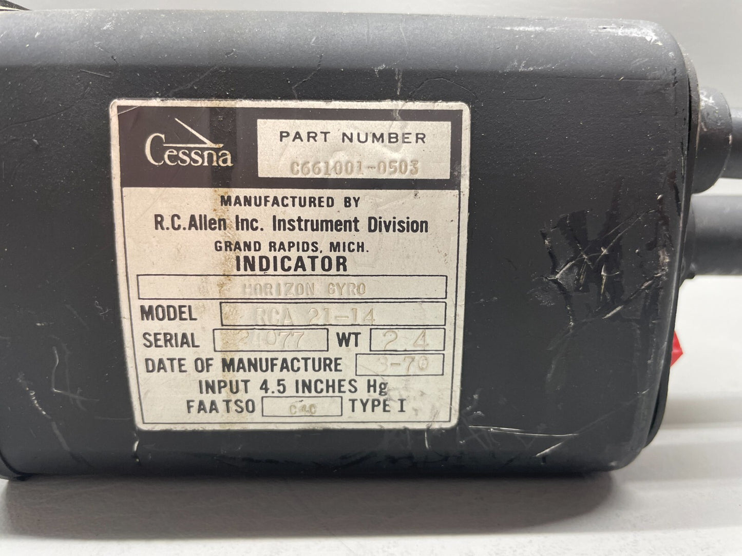 Cessna RC Allen Horizon Gyro Indicator P/N C661001-0503