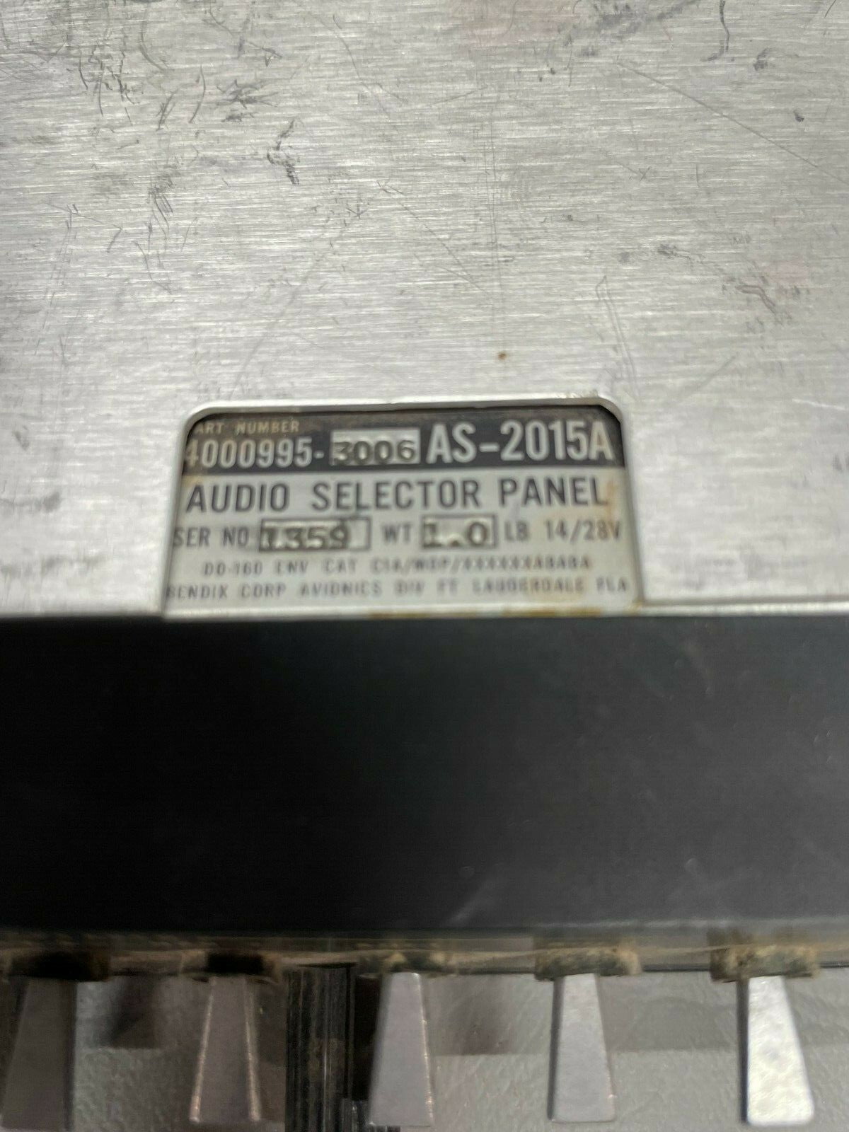 Bendix BX 2000 Audio Panel AS-2015A P/N 4000995-3006