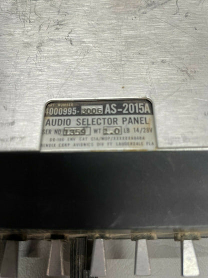 Bendix BX 2000 Audio Panel AS-2015A P/N 4000995-3006